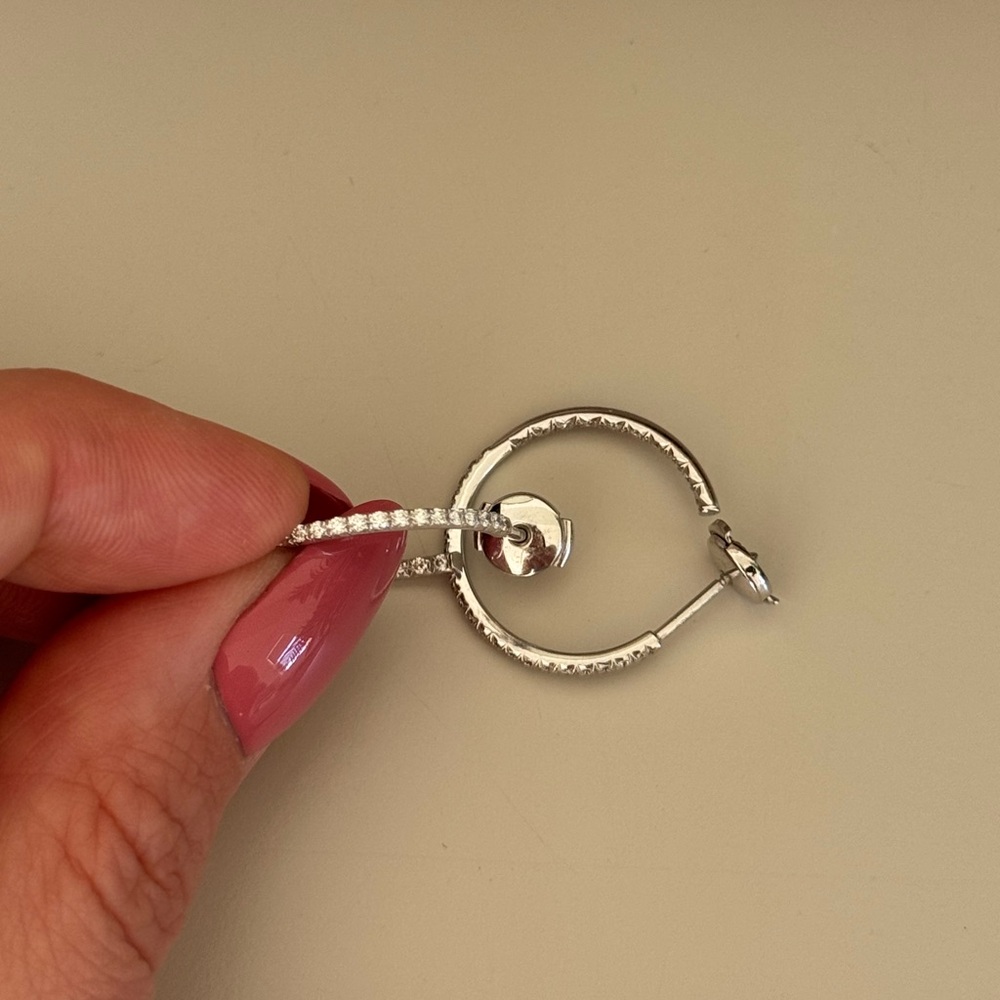 Tiffany 18K White Gold Metro Hoop Earrings - Picture 5 of 9